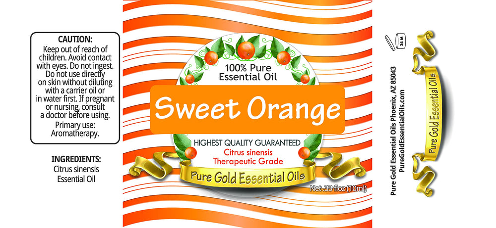 Pure Gold Sweet Orange oil dropper enables precise, mess-free aromatherapy application