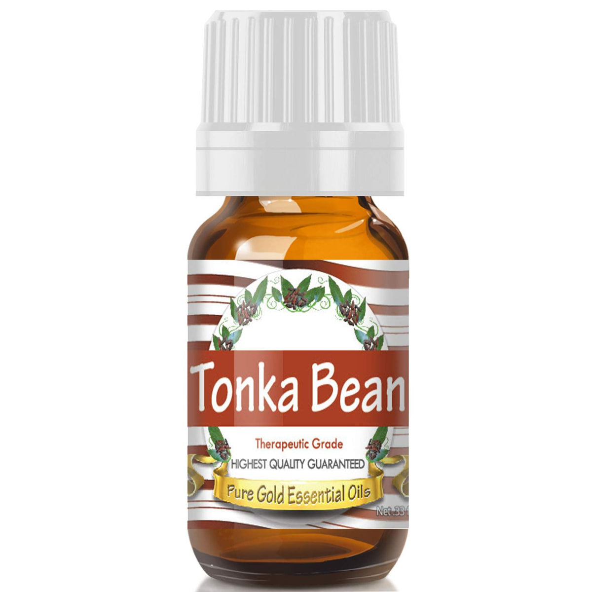Pure Gold Tonka Bean Absolute oil bottle with dropper for easy diffusion and DIY blends