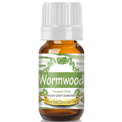 Pure Gold Wormwood essential oil bottle with dropper for diffuser blends