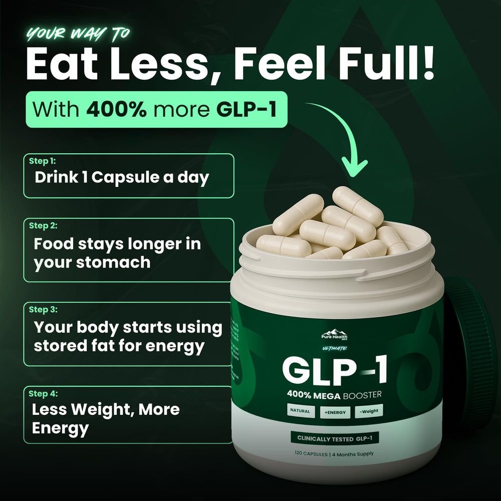 PURE HEALTH MAX 120 capsules pack highlights long lasting value.