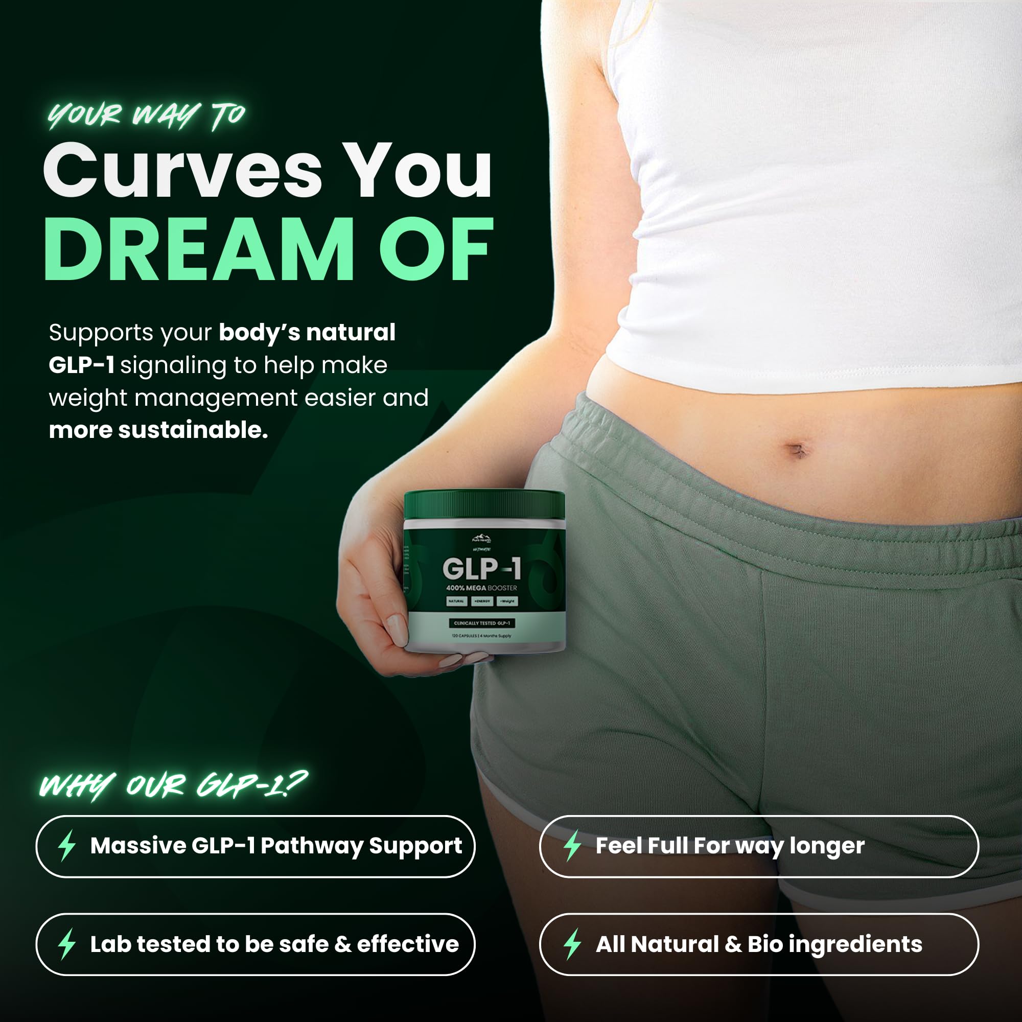 PURE HEALTH MAX daily use presentation illustrates simple one capsule per day.