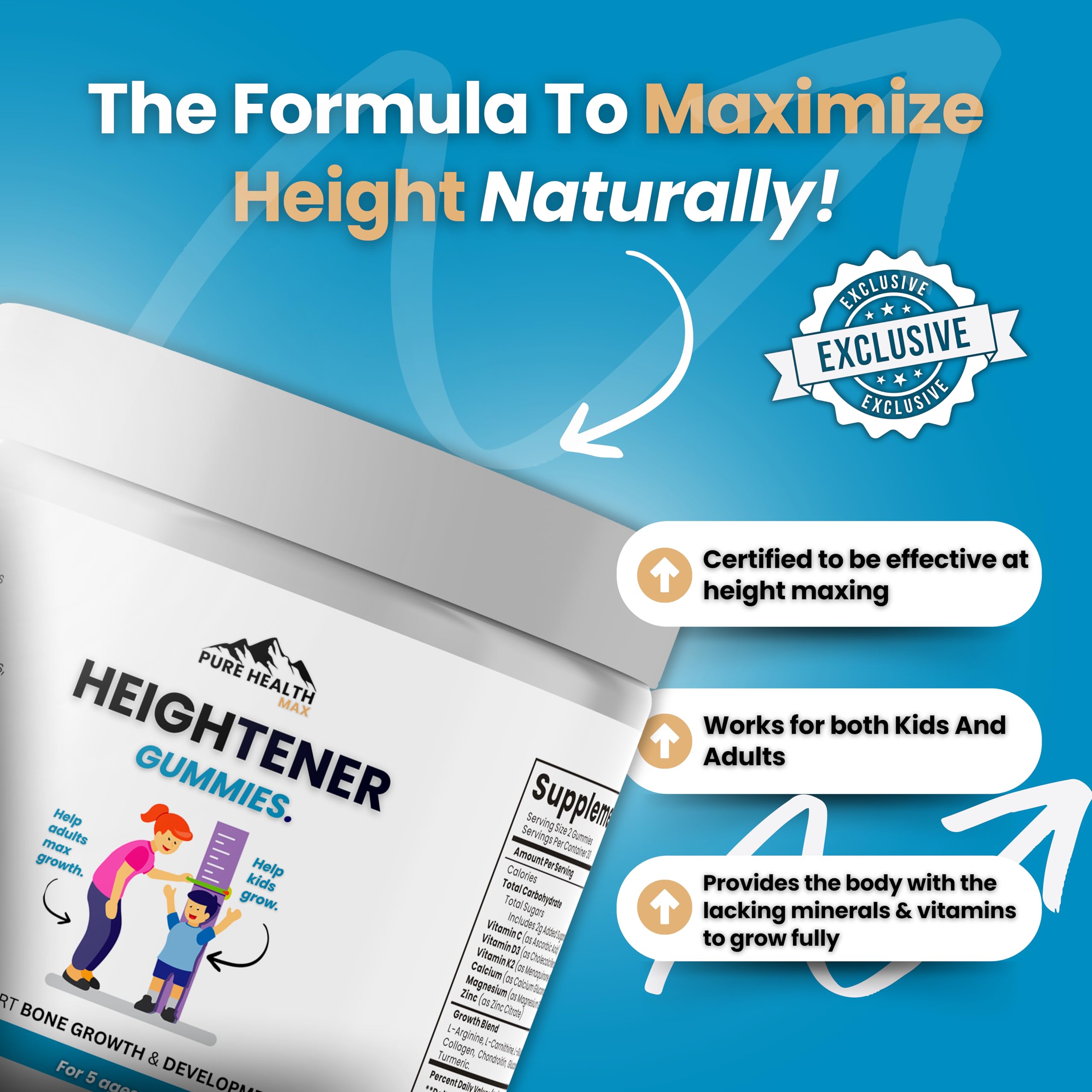 Pure Health Max Heightener Gummies imagined in family setting for growth support.