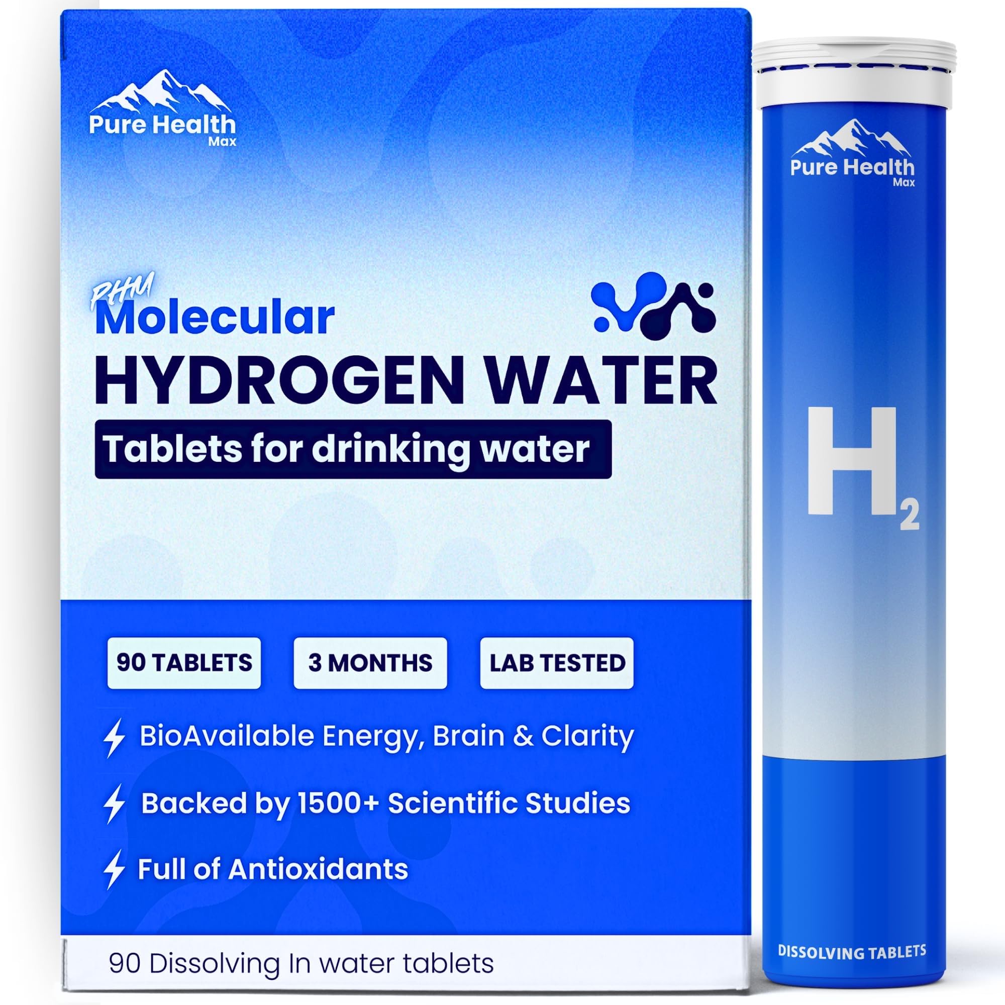 Pure Health Max PHM tubes dissolving in water for quick hydration
