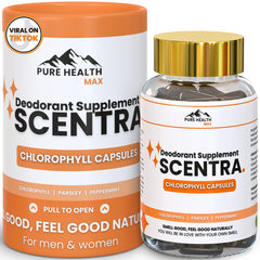 Pure Health Max Scentra bottle front with all-day odor control.