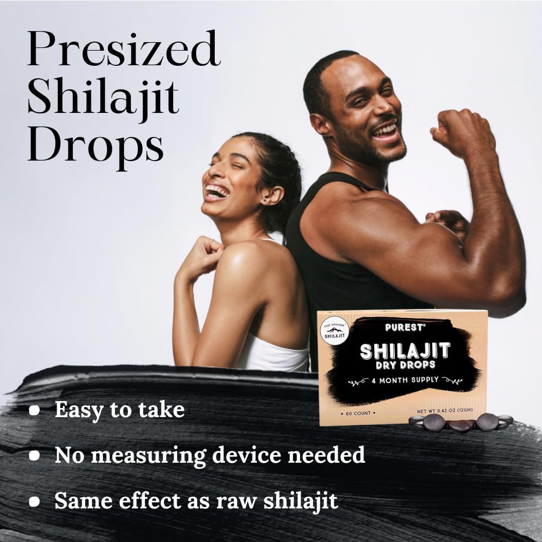 Dropper dispensing Pure Himalayan Shilajit Dry Drops for easy dosing on the go.