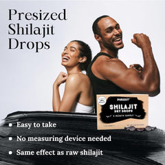 Dropper dispensing Pure Himalayan Shilajit Dry Drops for easy dosing on the go.
