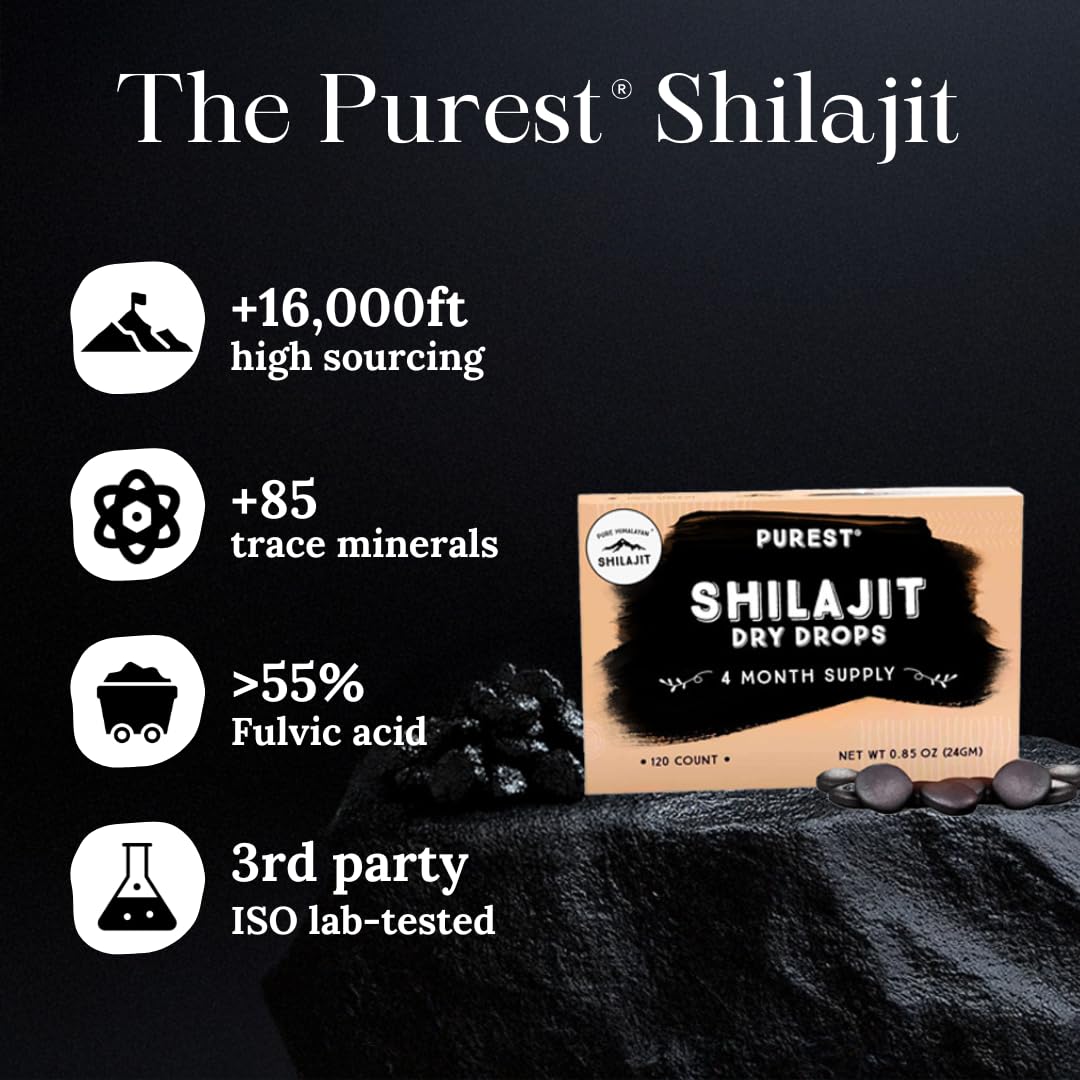 Pure Himalayan Shilajit Dry Drops on-the-go use image conveys portable energy support.