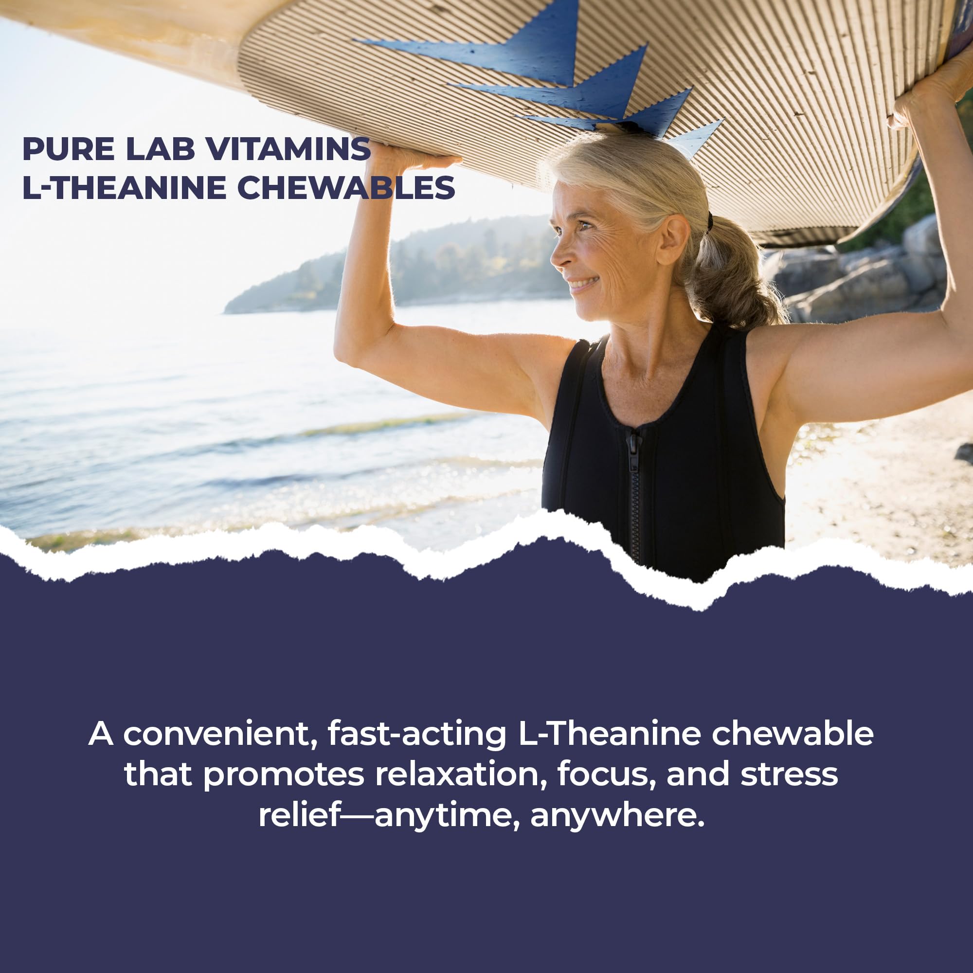 Night routine with Pure Lab Vitamins L-Theanine for calm sleep.