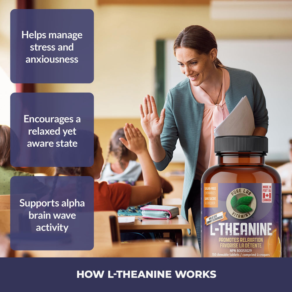 Sleep support scene featuring Pure Lab Vitamins L-Theanine for rest.
