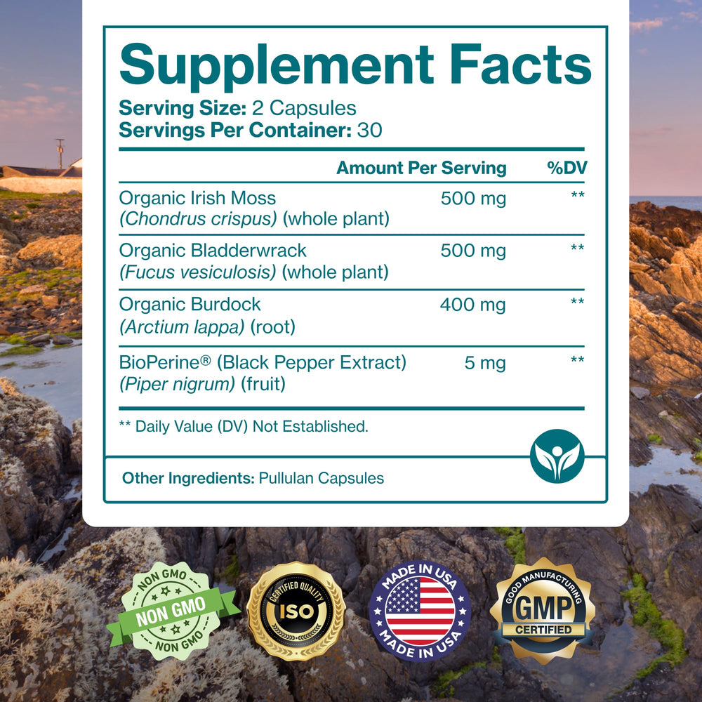 Pure Micronutrients immunity support scene with capsules and greens.