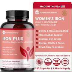 Pure Micronutrients iron bisglycinate 25mg bottle for gentle iron support