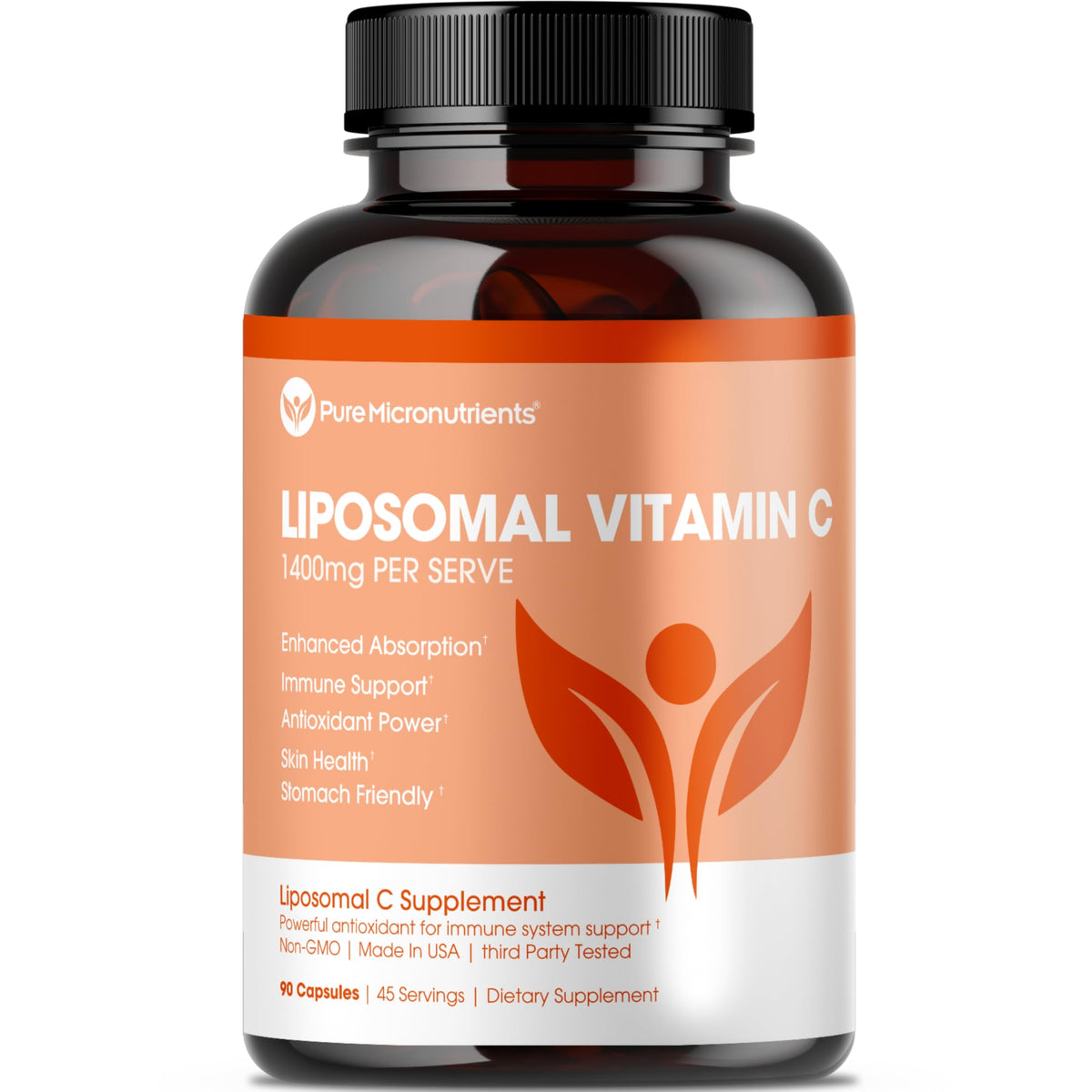 Pure Micronutrients liposomal C 1400mg bottle ready for daily use.