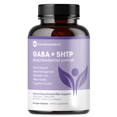 Pure Micronutrients Pure 5-HTP GABA sleep capsules in bottle for nightly rest.