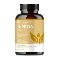 Pure Micronutrients Pure D3 mini softgels in bottle for easy daily use.