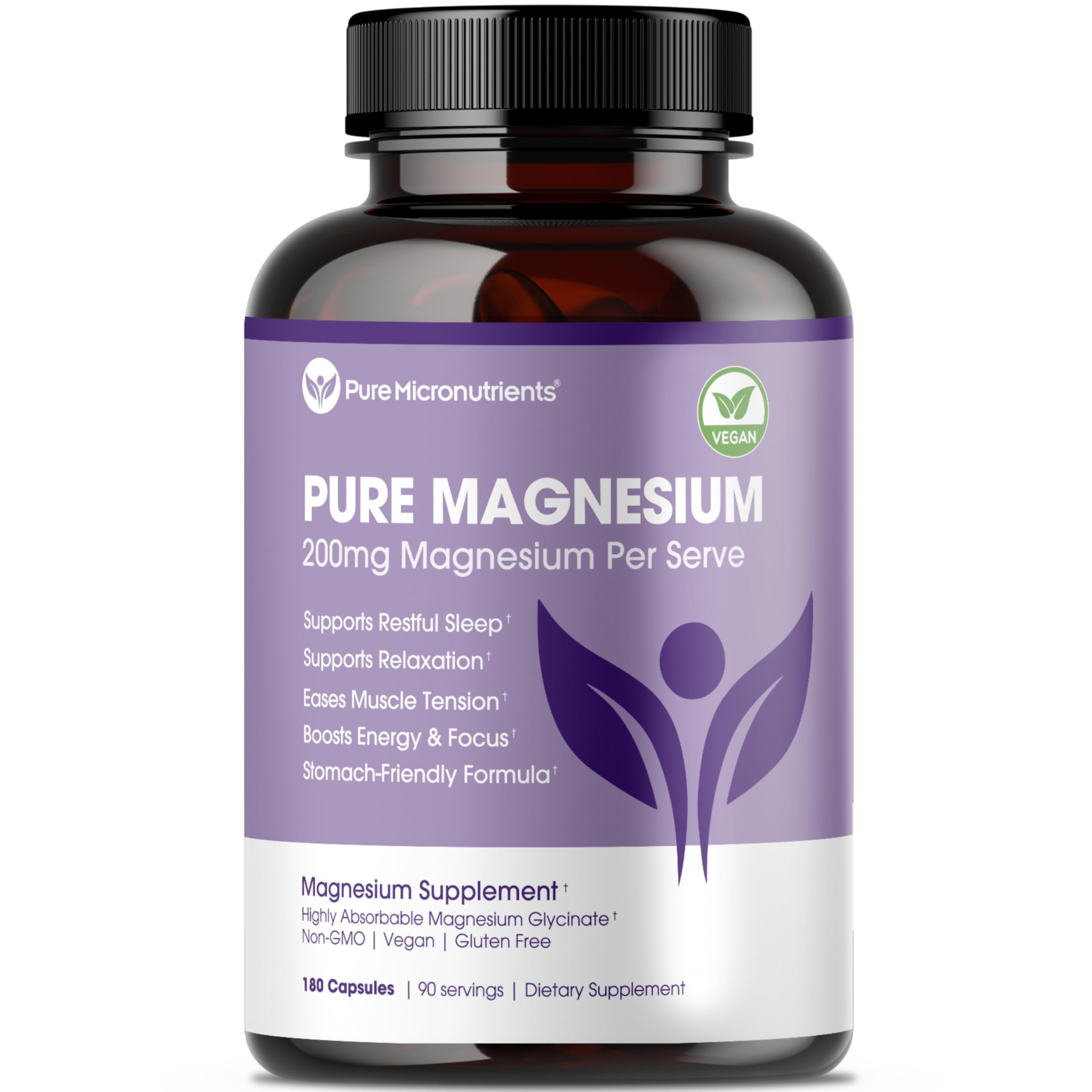 Pure Micronutrients Magnesium Glycinate bottle cap highlights easy dosage and quality