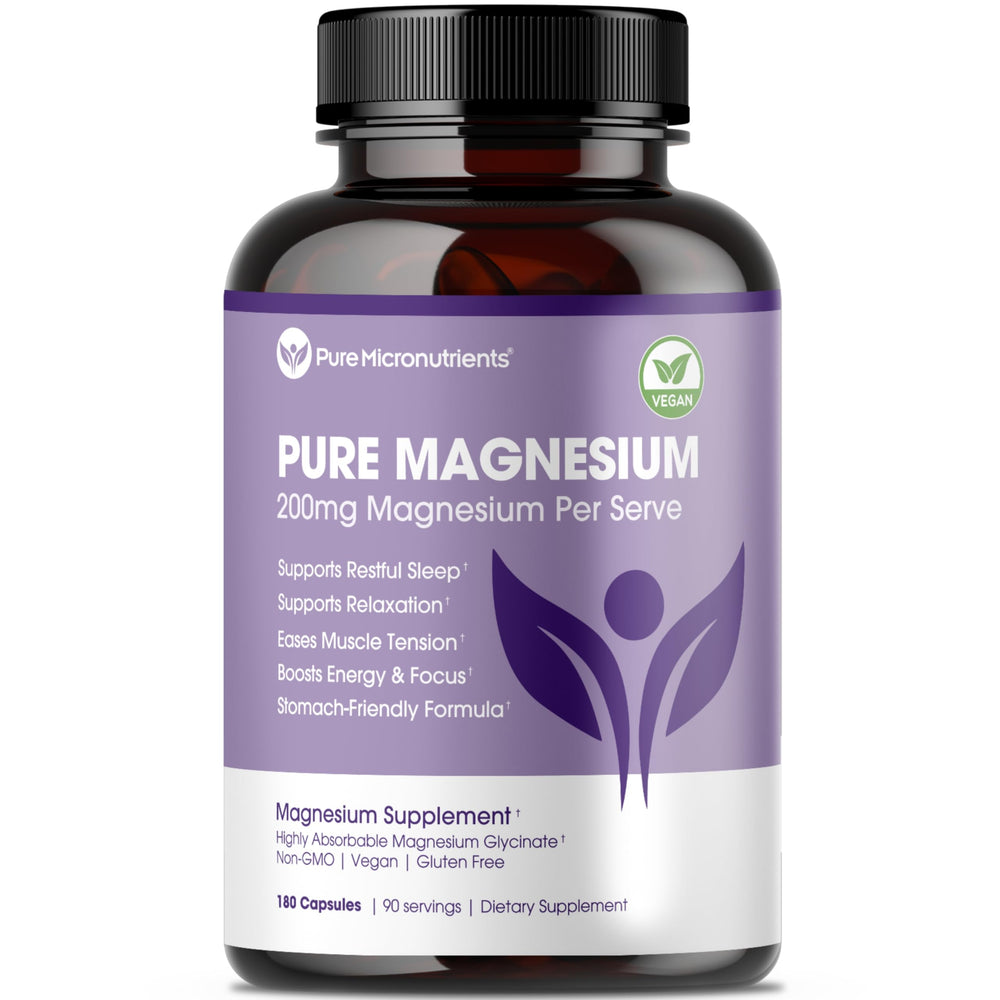 Pure Micronutrients Magnesium Glycinate bottle cap highlights easy dosage and quality