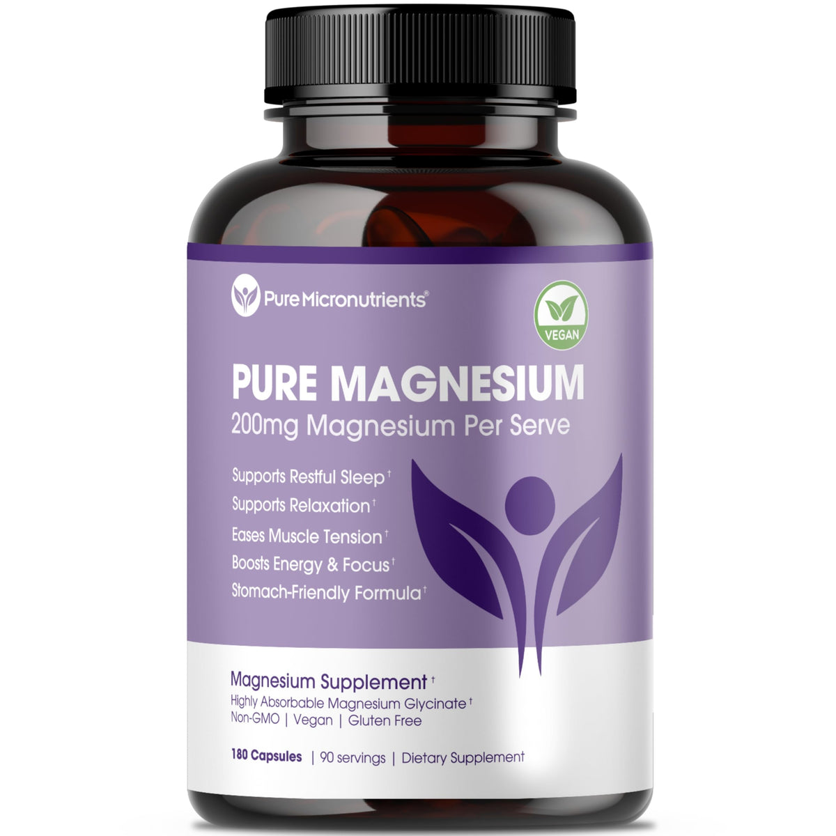 Pure Micronutrients Magnesium Glycinate bottle cap highlights easy dosage and quality