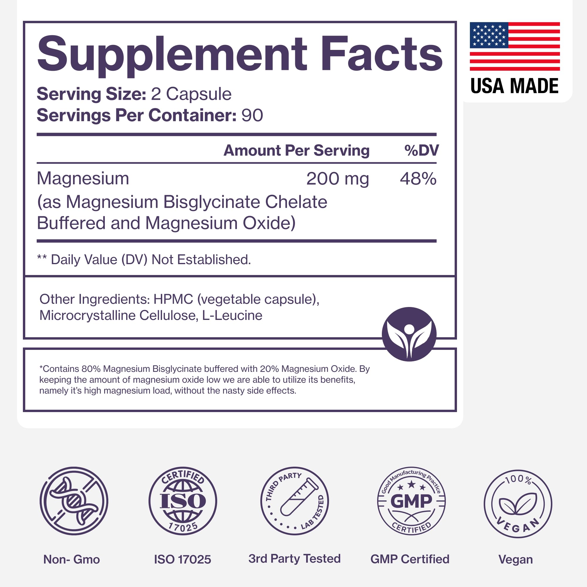 Pure Micronutrients Magnesium Glycinate vegan-friendly symbol emphasizes a clean formula