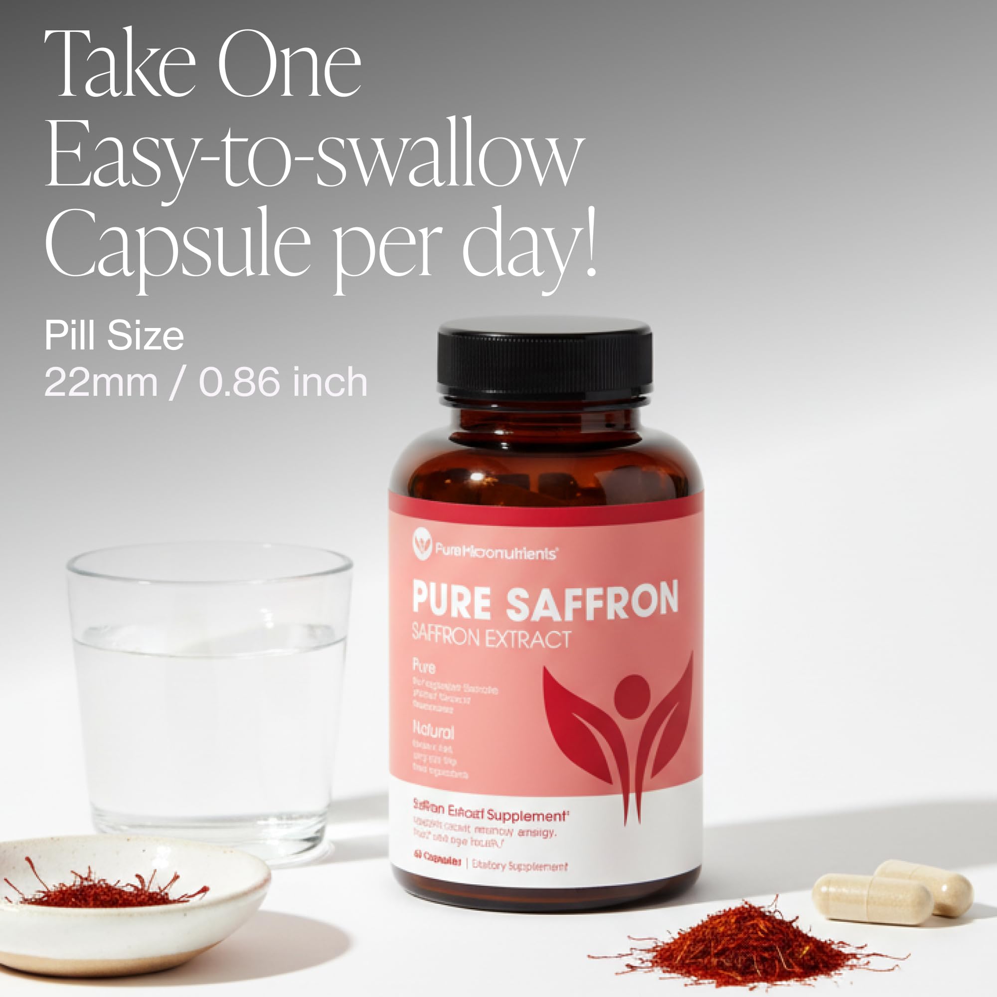 Pure Micronutrients saffron capsules in hand suggest convenient daily supplementation