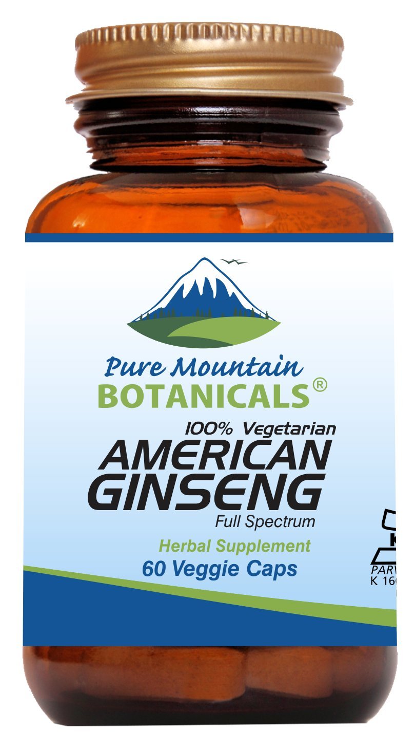 Pure Mountain Botanicals American Ginseng capsules bottle for daily wellness