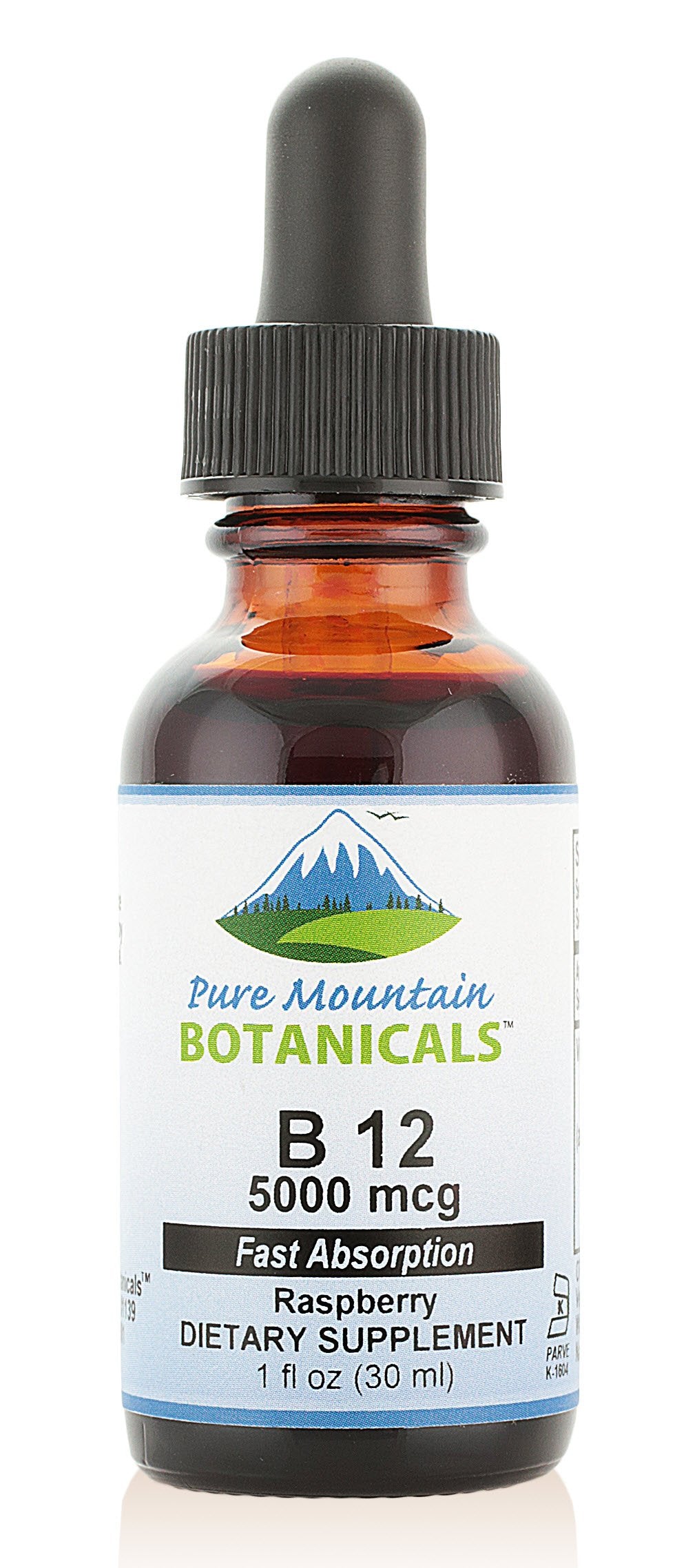 Pure Mountain Botanicals B12 drops bottle with berry flavor for easy daily use