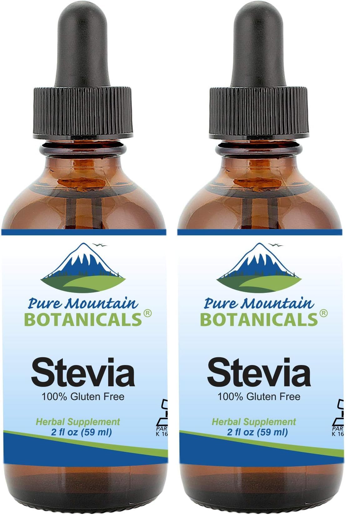 Pure Mountain Botanicals Liquid Stevia Drops bottle for sugar-free flavor in coffee.