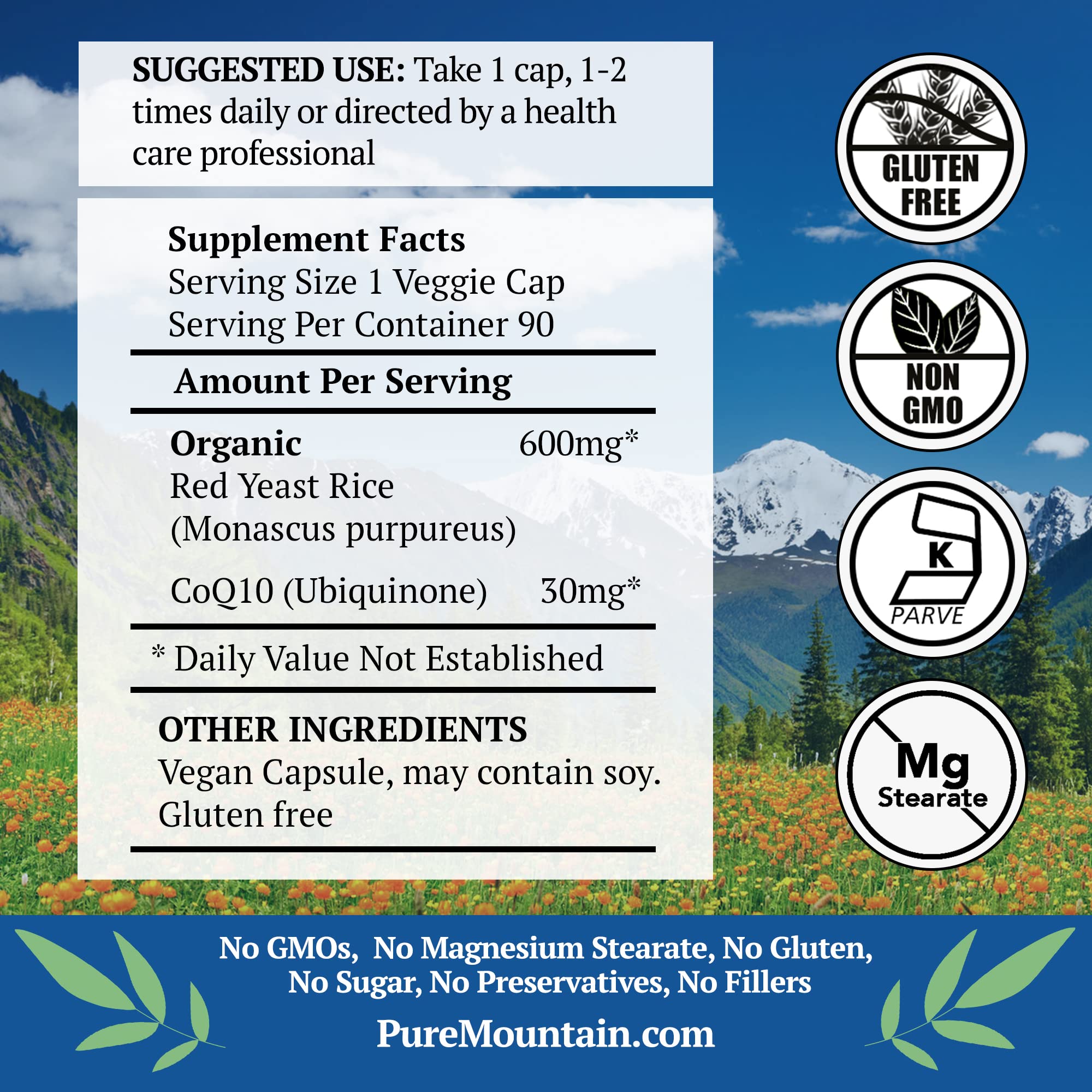 Red yeast rice capsules close-up — vegan, kosher-certified capsule for daily use.