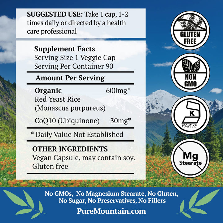 Red yeast rice capsules close-up — vegan, kosher-certified capsule for daily use.