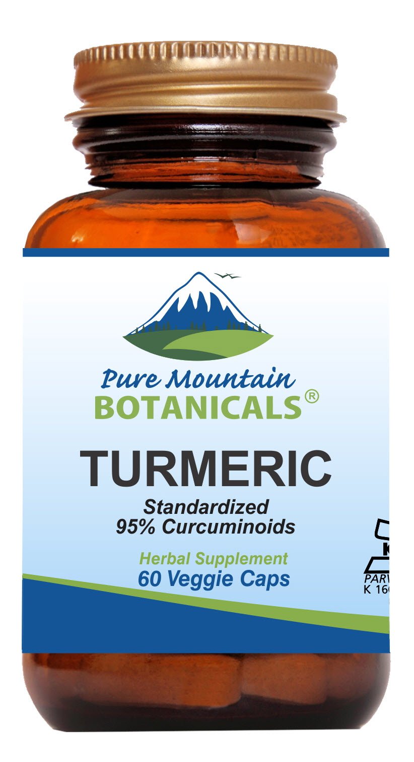 Pure Mountain Botanicals turmeric bottle front for daily wellness