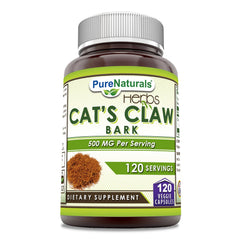 Pure Naturals Cat's Claw Caps bottle highlighting daily immune support potential