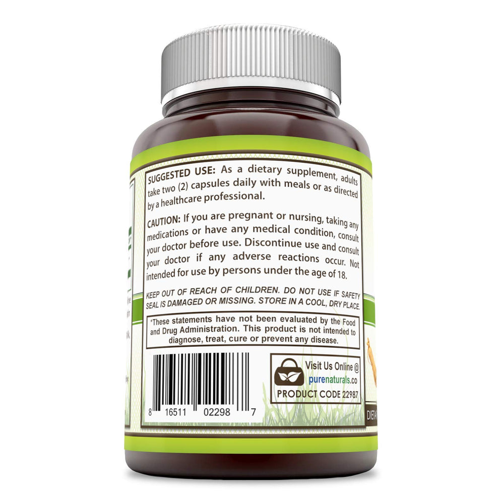 Capsules close-up showing 1000mg per serving for focus and stamina