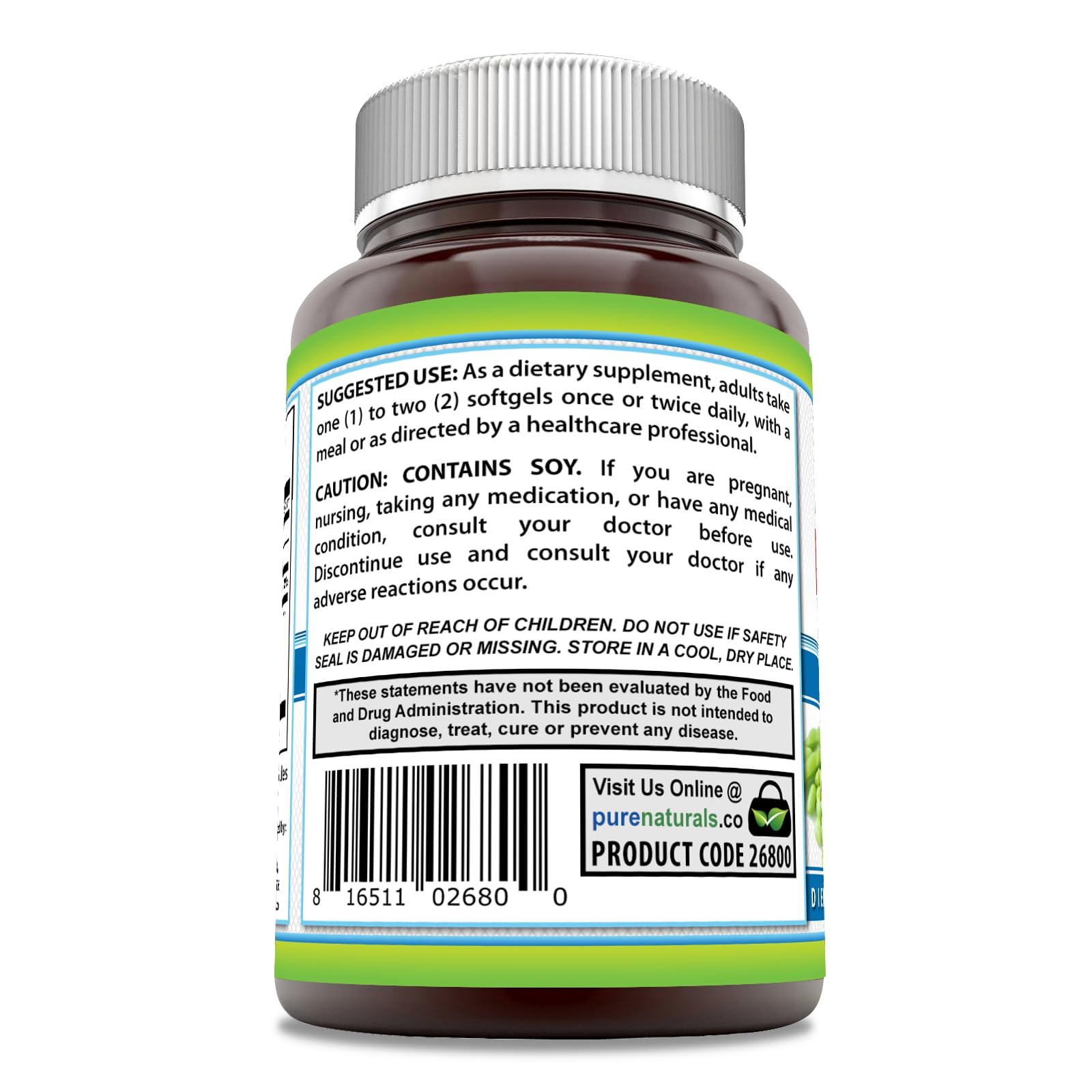 Pure Naturals Lecithin 1200 mg softgel being poured for daily intake