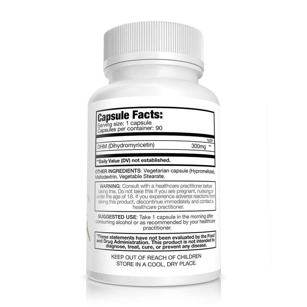 Pure Nootropics DHM bottle label closeup emphasizing liver-support formulation