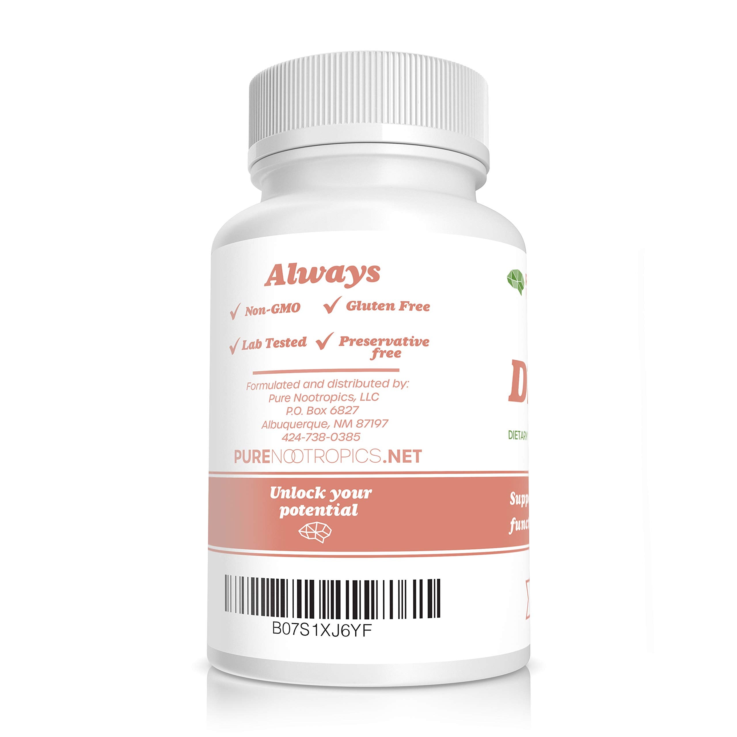 Pure Nootropics DHM capsules inside bottle for convenient post-drink use