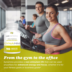 Pure Nootropics Dynamine packaging on desk for quick study or workout lift