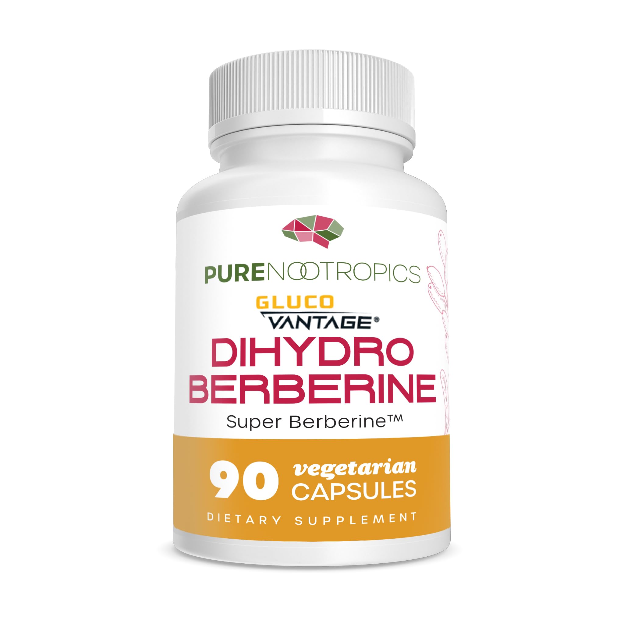 Pure Nootropics GlucoVantage bottle showing label and dosage details for easy absorption.