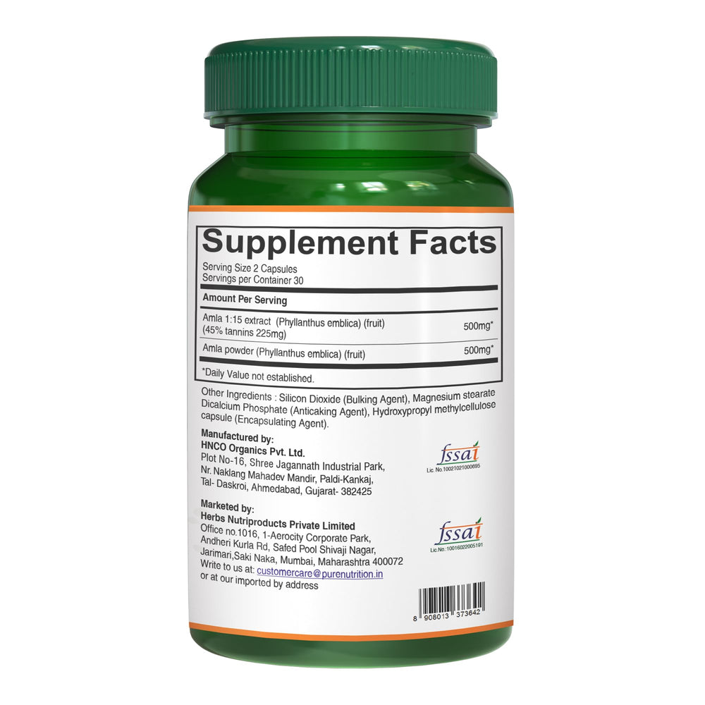Pure Nutrition Amla capsules close up for convenient daily supplement