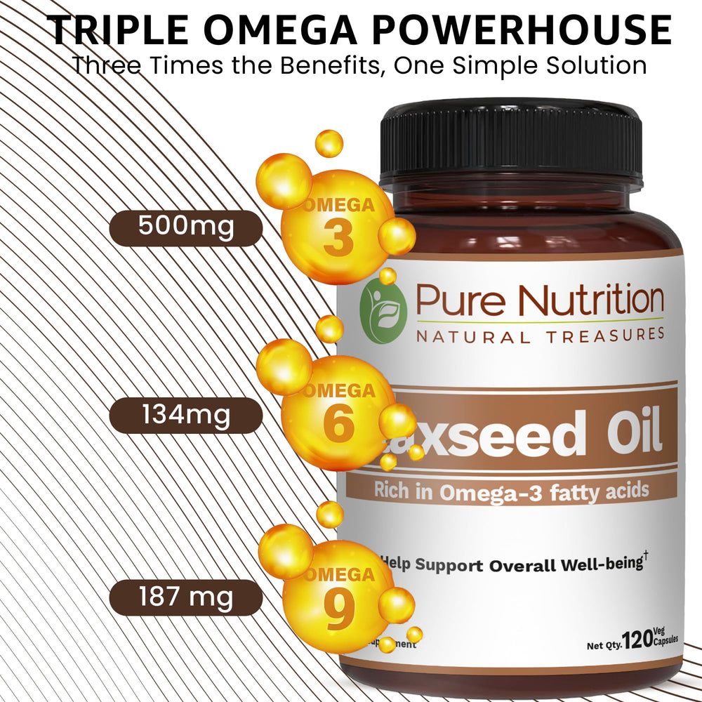 Pouring Pure Nutrition Flaxseed Oil into a spoon for meals.