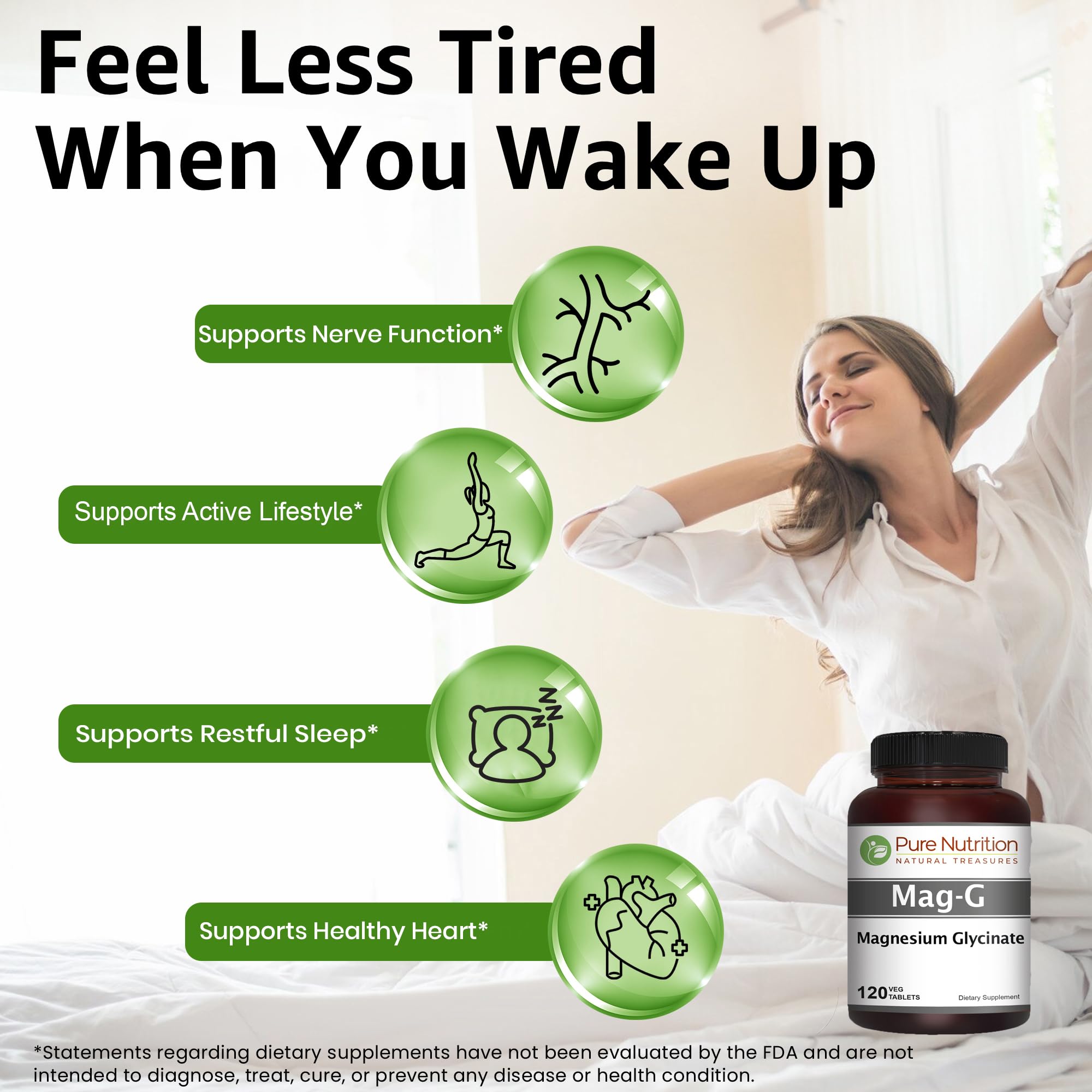 Pure Nutrition MagG bottle label detail shows 200 mg elemental magnesium.