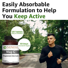 Pure Nutrition MagG vegetarian tabs packaging for convenient daily supplementation.