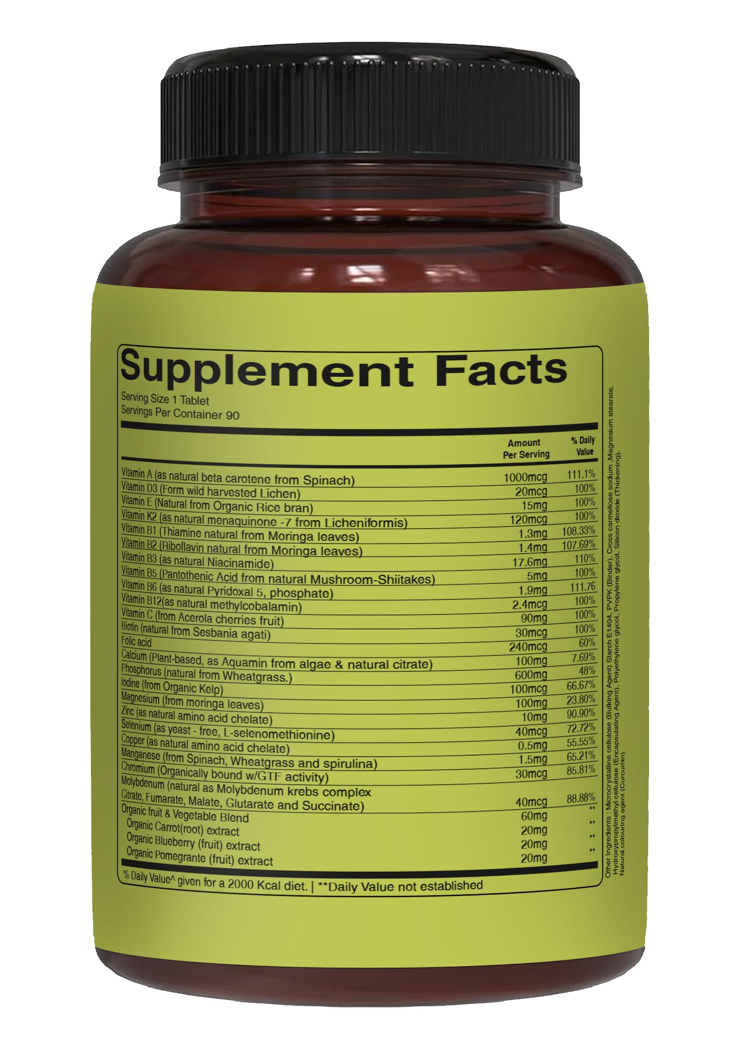 Pure Nutrition Natural Treasures bottle nutrition facts panel communicates ingredients