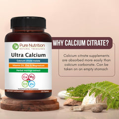 Ultra Calcium label close-up highlighting D3 and K2 for mineral balance