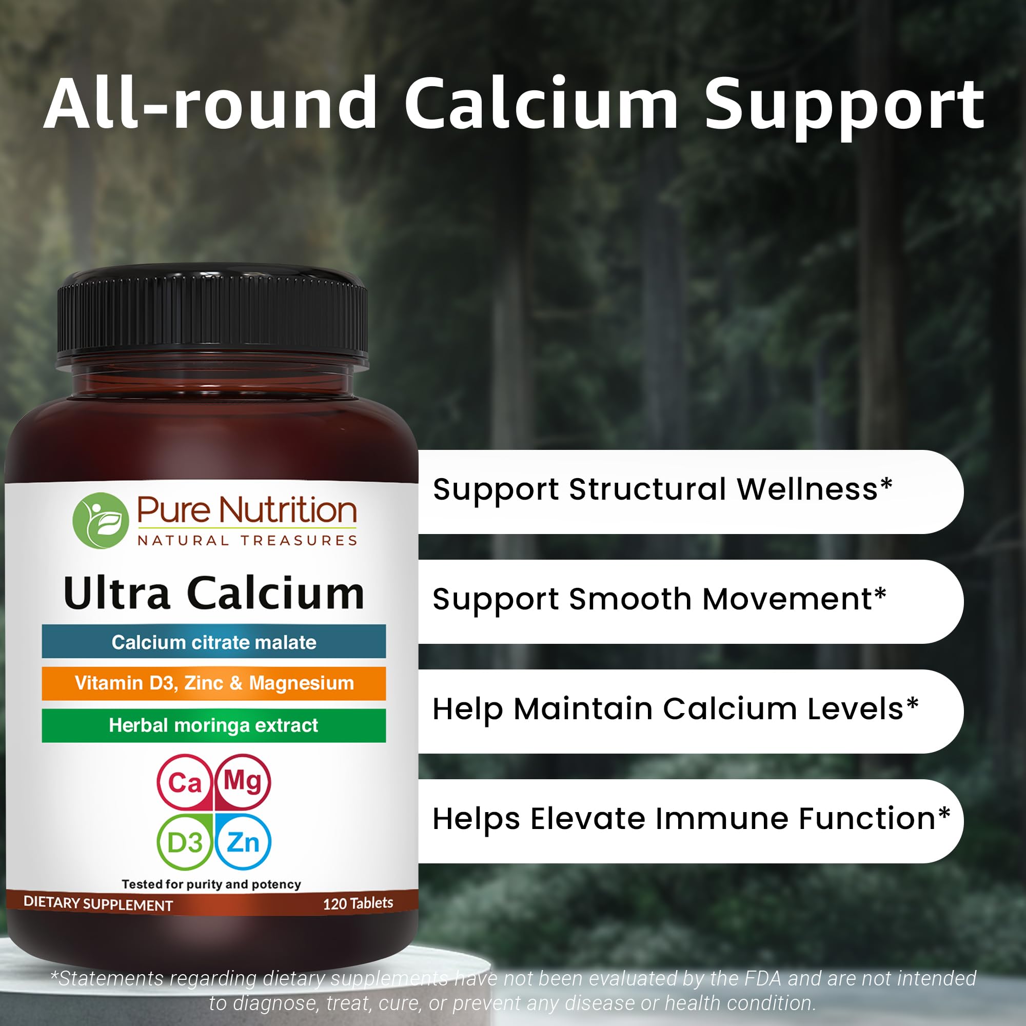 Supplement facts panel of Ultra Calcium showing 1000 mg calcium citrate malate