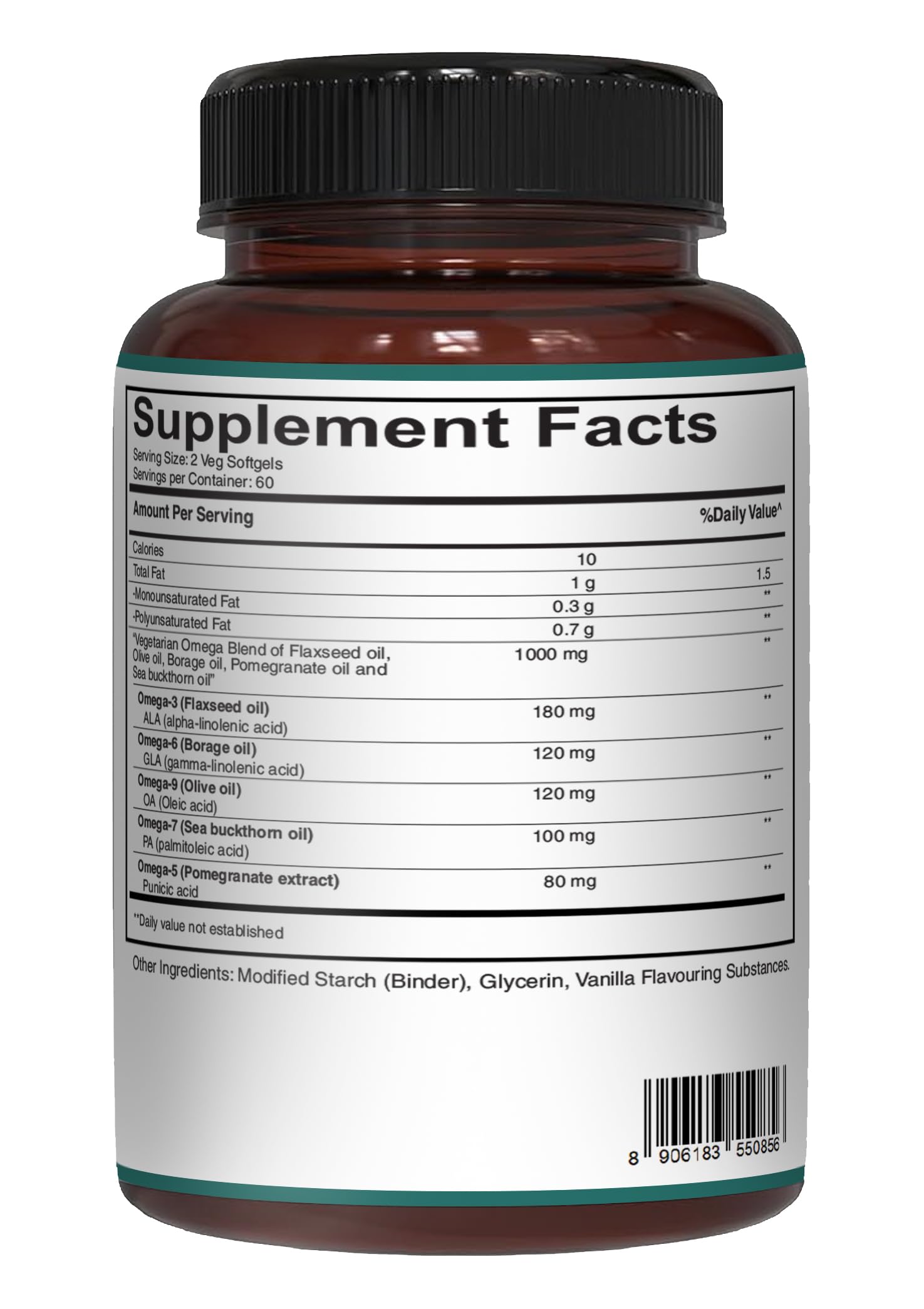 Pure Nutrition Natural Treasures vegan omega softgel pour demonstrates easy daily dose.