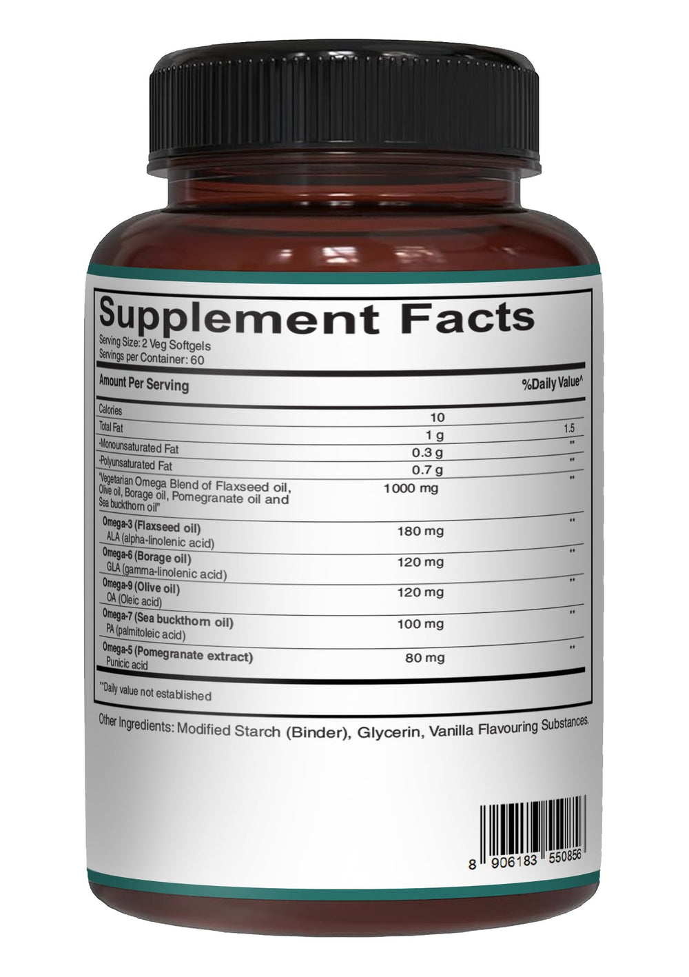 Pure Nutrition Natural Treasures vegan omega softgel pour demonstrates easy daily dose.
