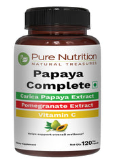 Pure Nutrition Papaya Complete bottle front highlighting natural ingredients for daily wellness and digestion support.