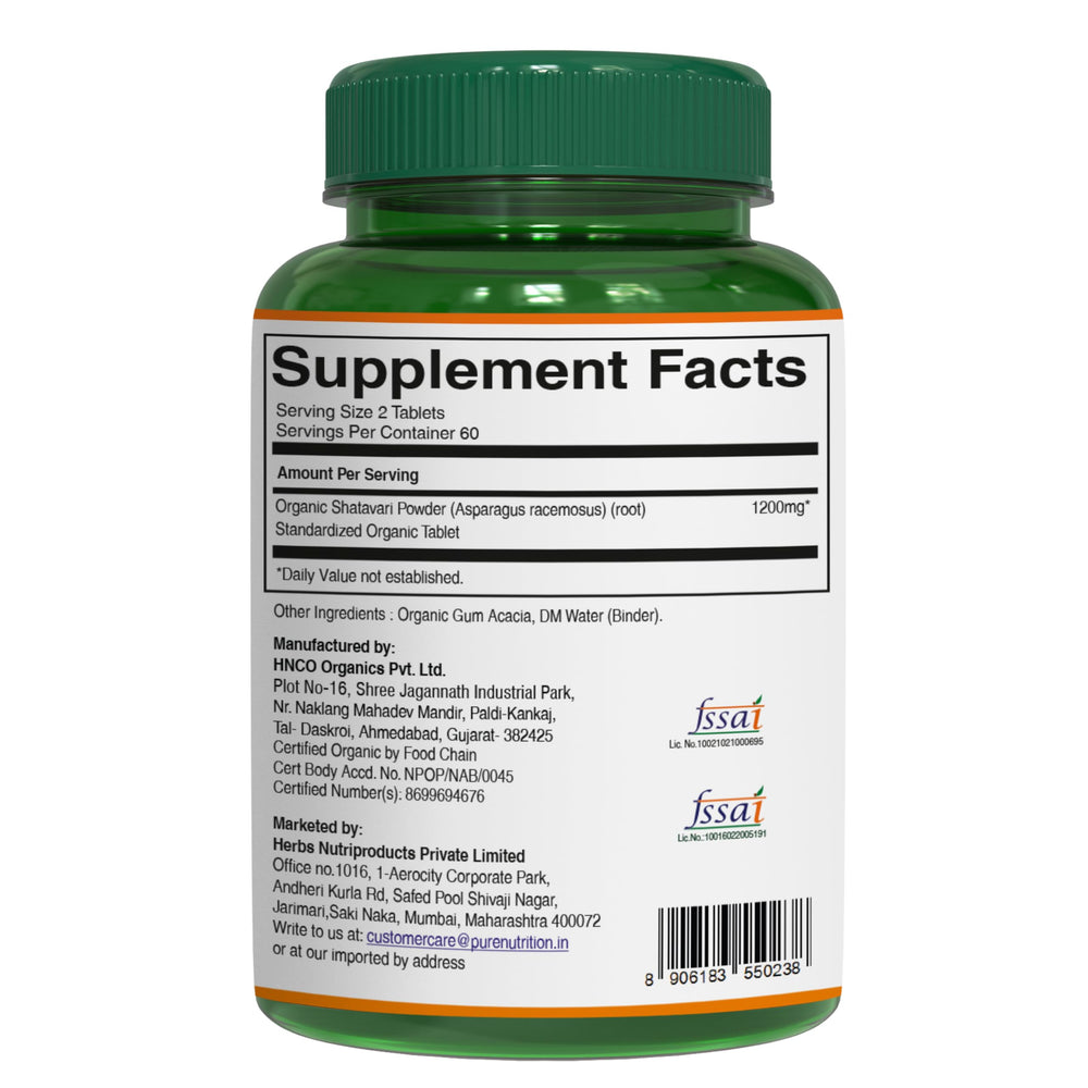 Pure Nutrition Shatavari dosage calendar illustrating daily intake