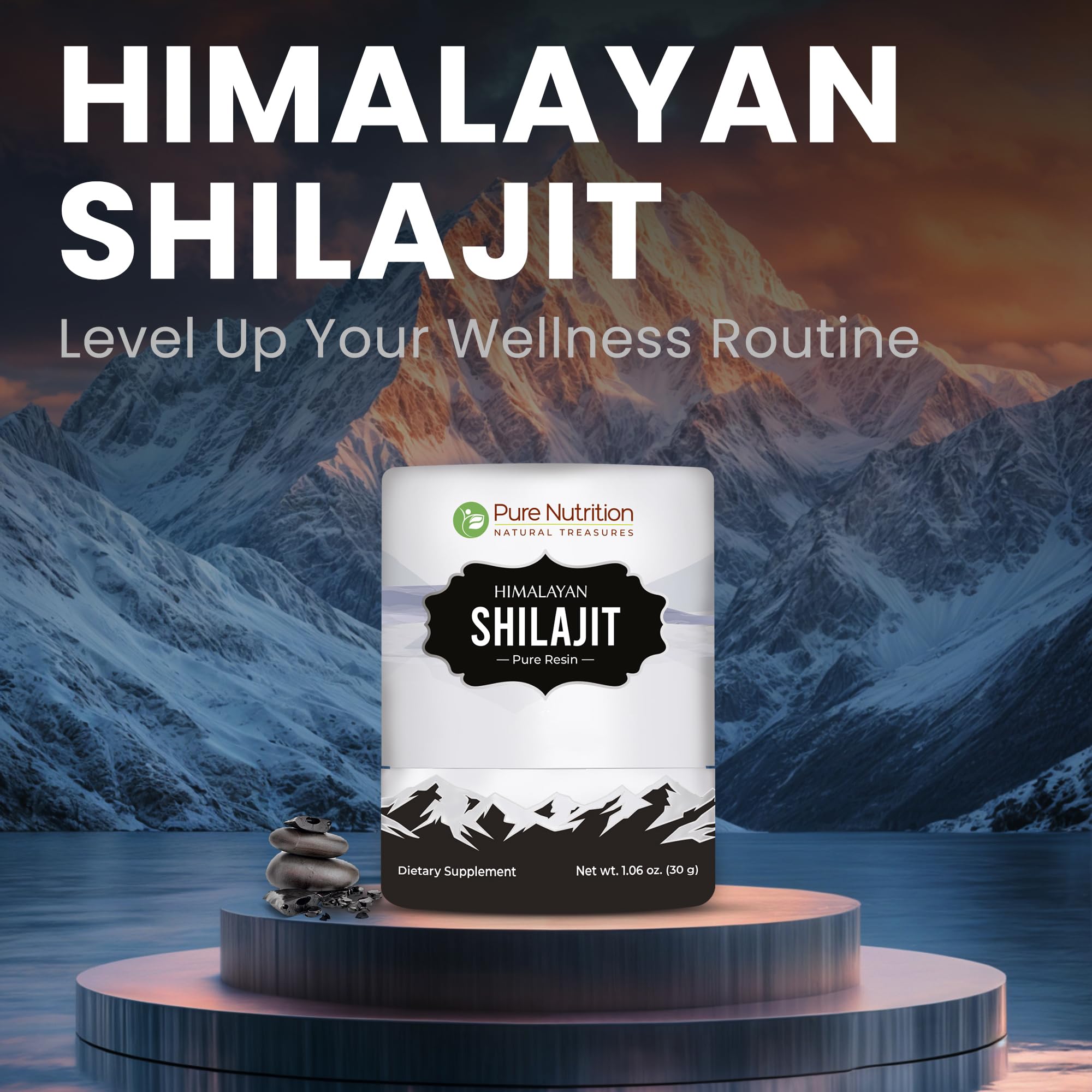Scoop of Pure Nutrition Shilajit resin for convenient servings