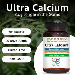 Calcium citrate malate with magnesium and zinc on bottle, supporting mineral balance