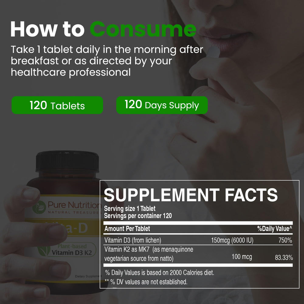 Vita D3 K2 is non-GMO, gluten-free, and vegan in Pure Nutrition